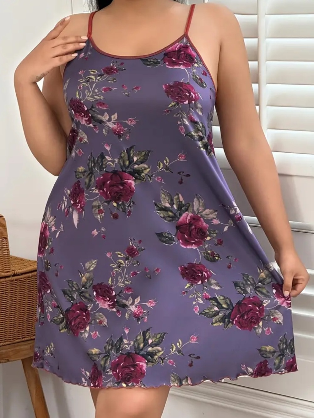 Violet, Floral Rose, Night Slip - Picture 4 of 5